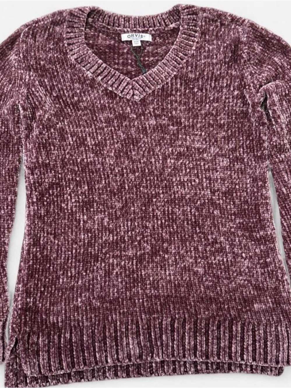 Orvis Plum Chenille V-Neck Sweater